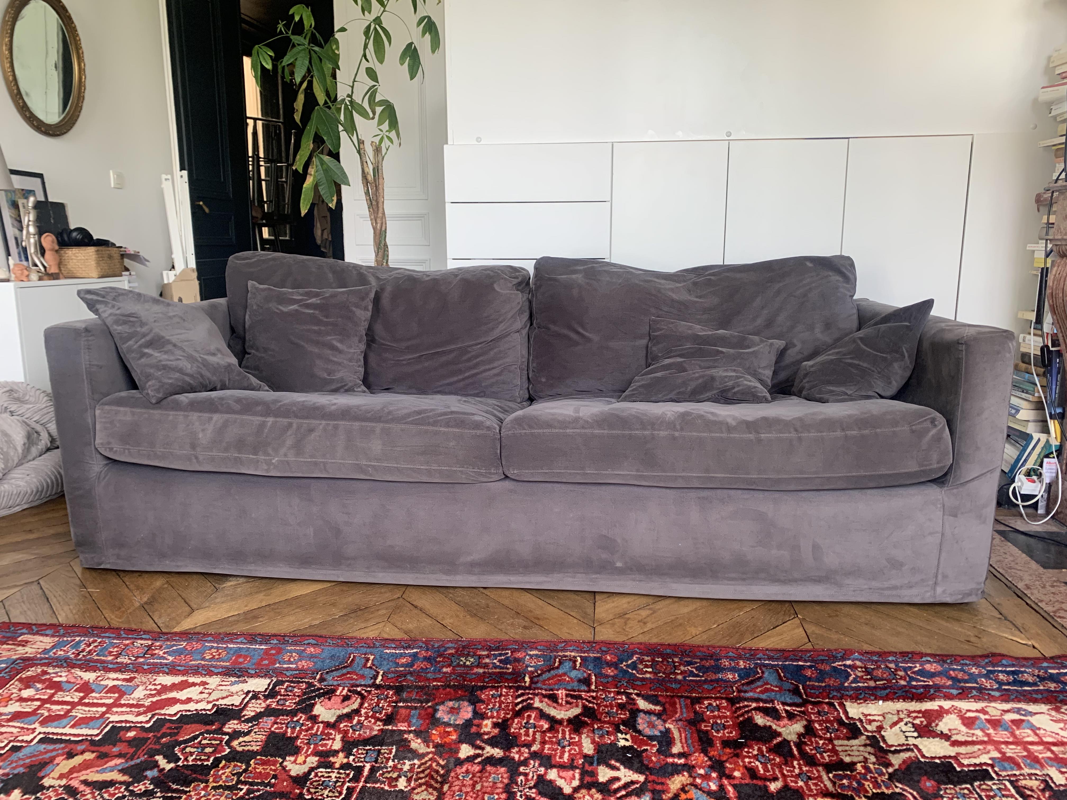 Anthracite grey velvet sofa