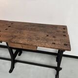 Old workbench with cast iron base, 1950s