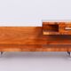 Art Deco Pedestal Table in Walnut & Chrome attributed to Mücke Melder, Czech, 1930s