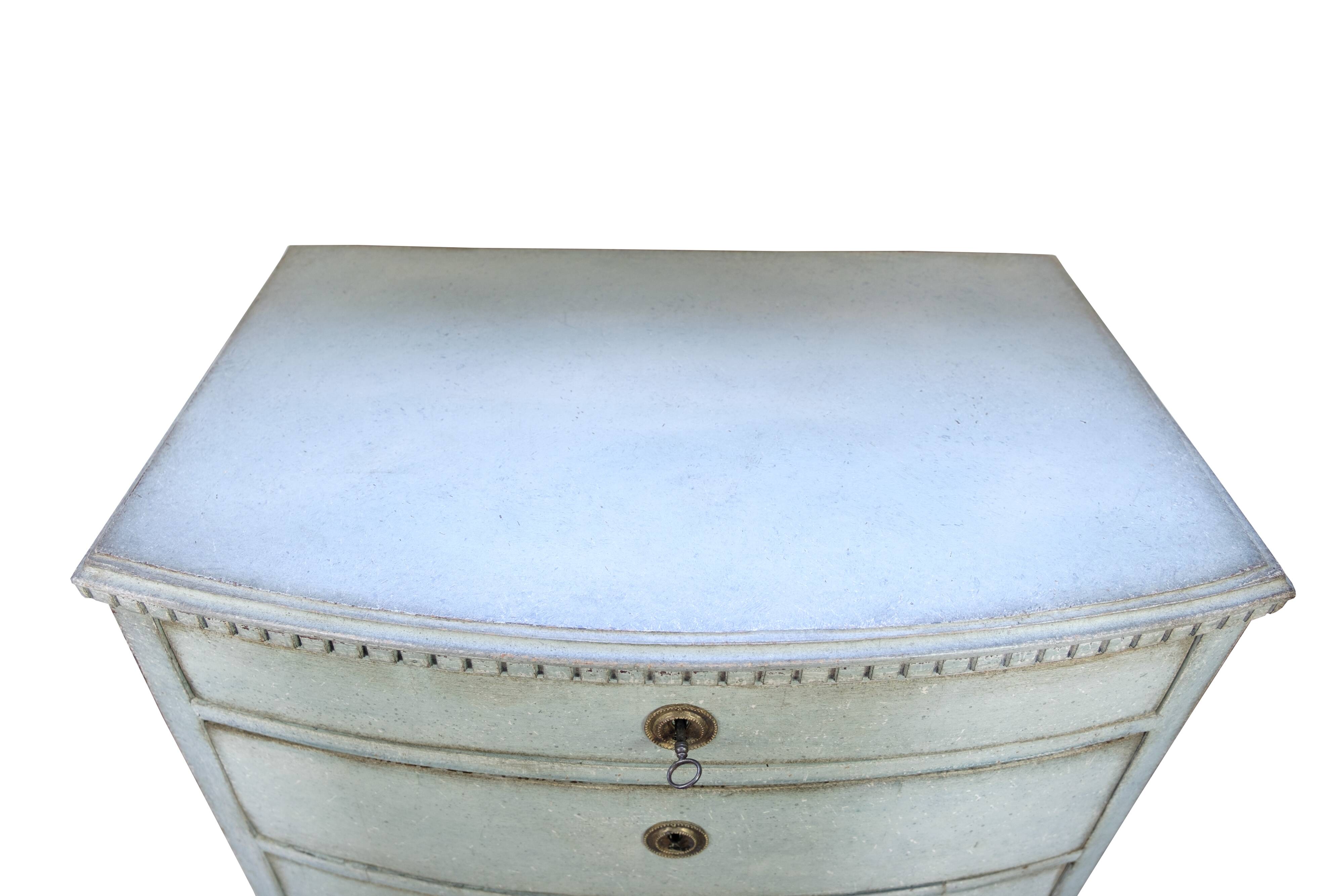 Orignal Painted Chest Of Drawers Louis Seize Style Made In Greenish Patinated Color From 1790s