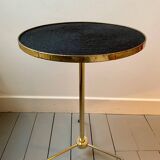 Vintage tripod pedestal table in gold metal