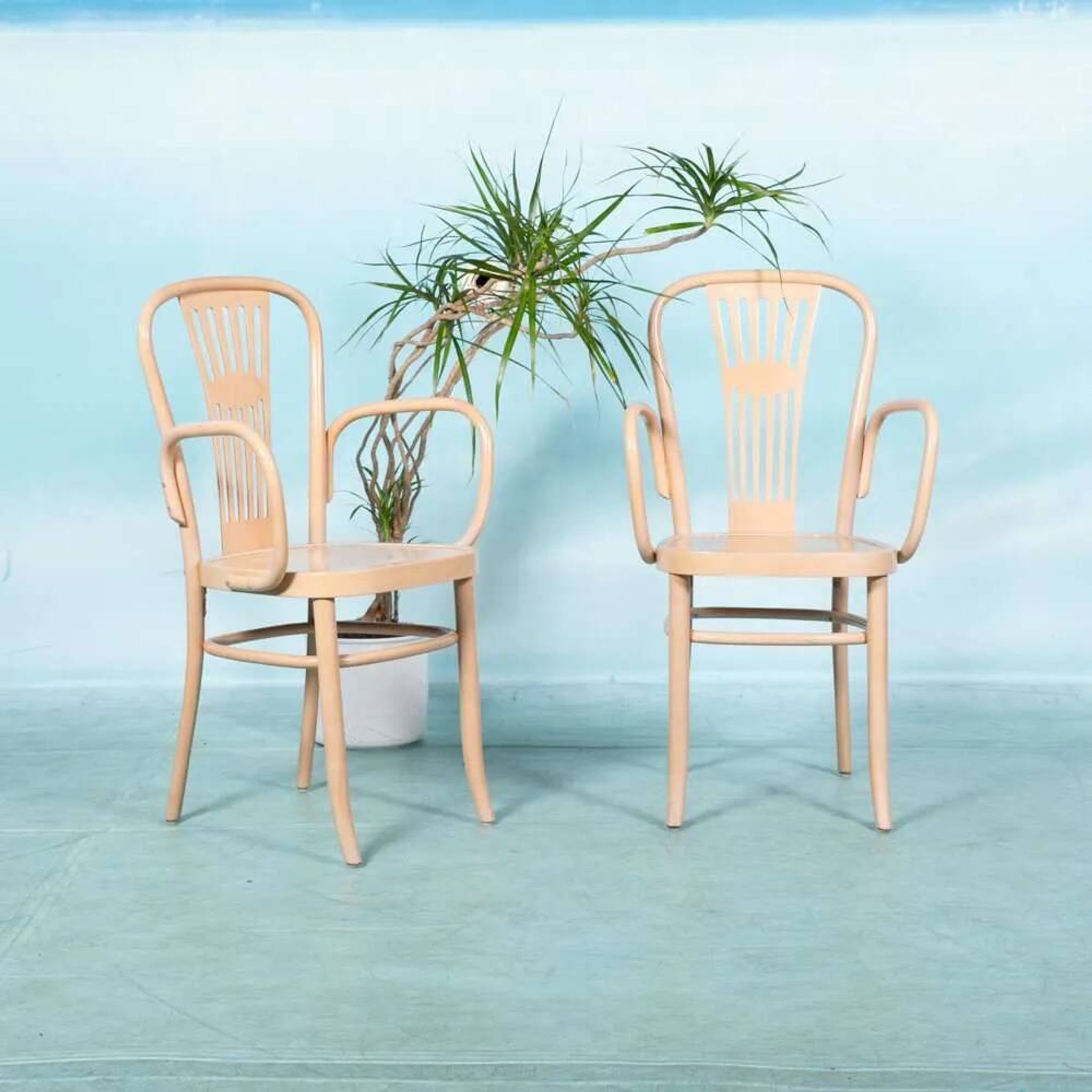 Ensemble de deux fauteuils en bois style Thonet, vintage rétro