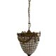 Brass basket chandelier with Louis XVI style pendants.