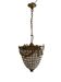Brass basket chandelier with Louis XVI style pendants.