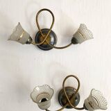 Pair of Art Deco double tulip wall lights