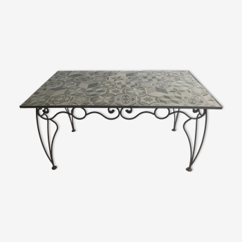 Wrought iron table and tiles