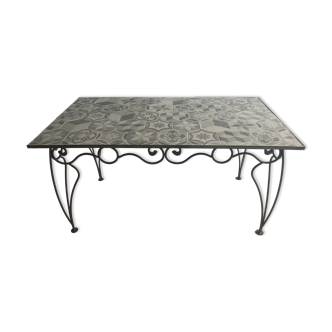 Wrought iron table and tiles