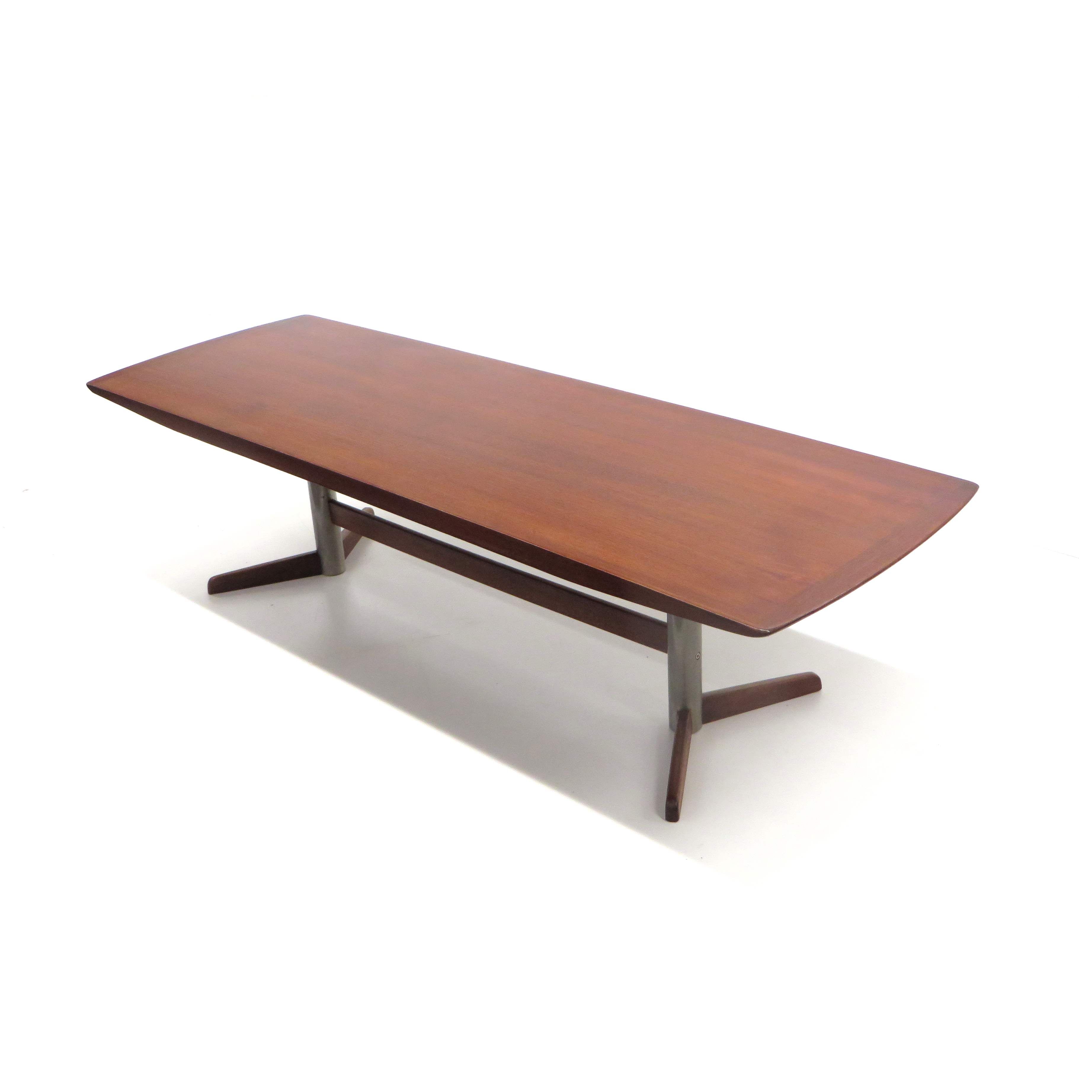 Vintage coffee table made of teak with metal made in the 60s