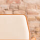 Children's high chair in solid tinted beech, seat and back in imitation cream leather, certification
