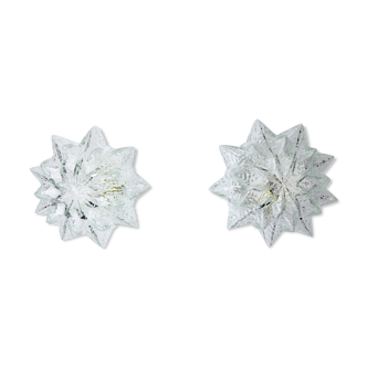 Paire d'appliques Murano "étoiles", verre givré, Italie, 1970