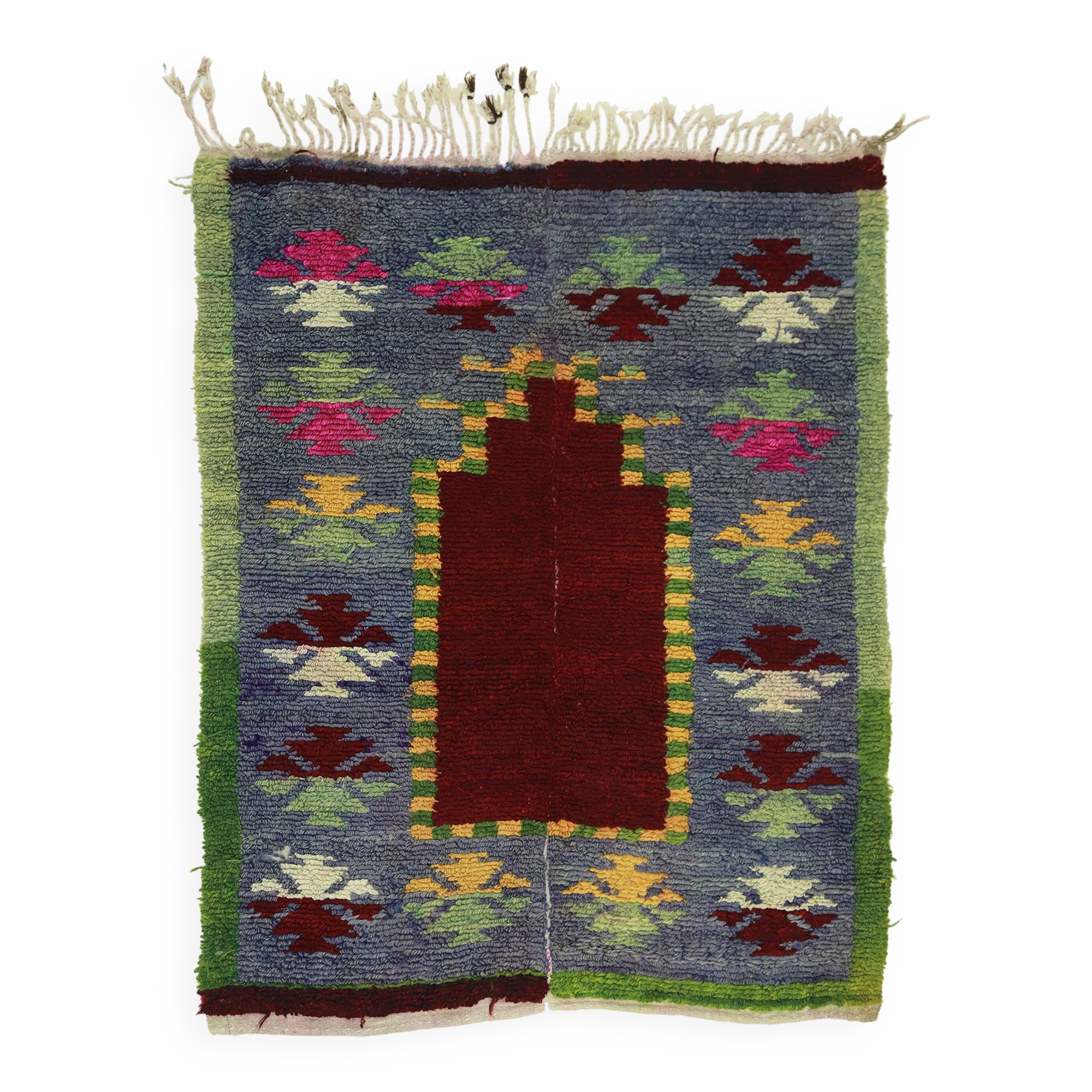 Tapis Tulu Vintage Turc Oushak 110x145 cm Laine Fait Main