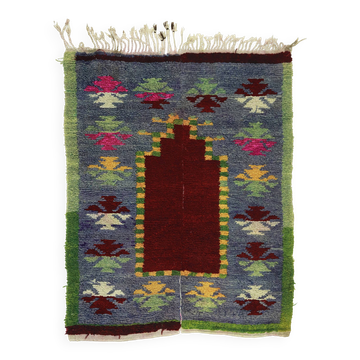 Tapis Tulu Vintage Turc Oushak 110x145 cm Laine Fait Main