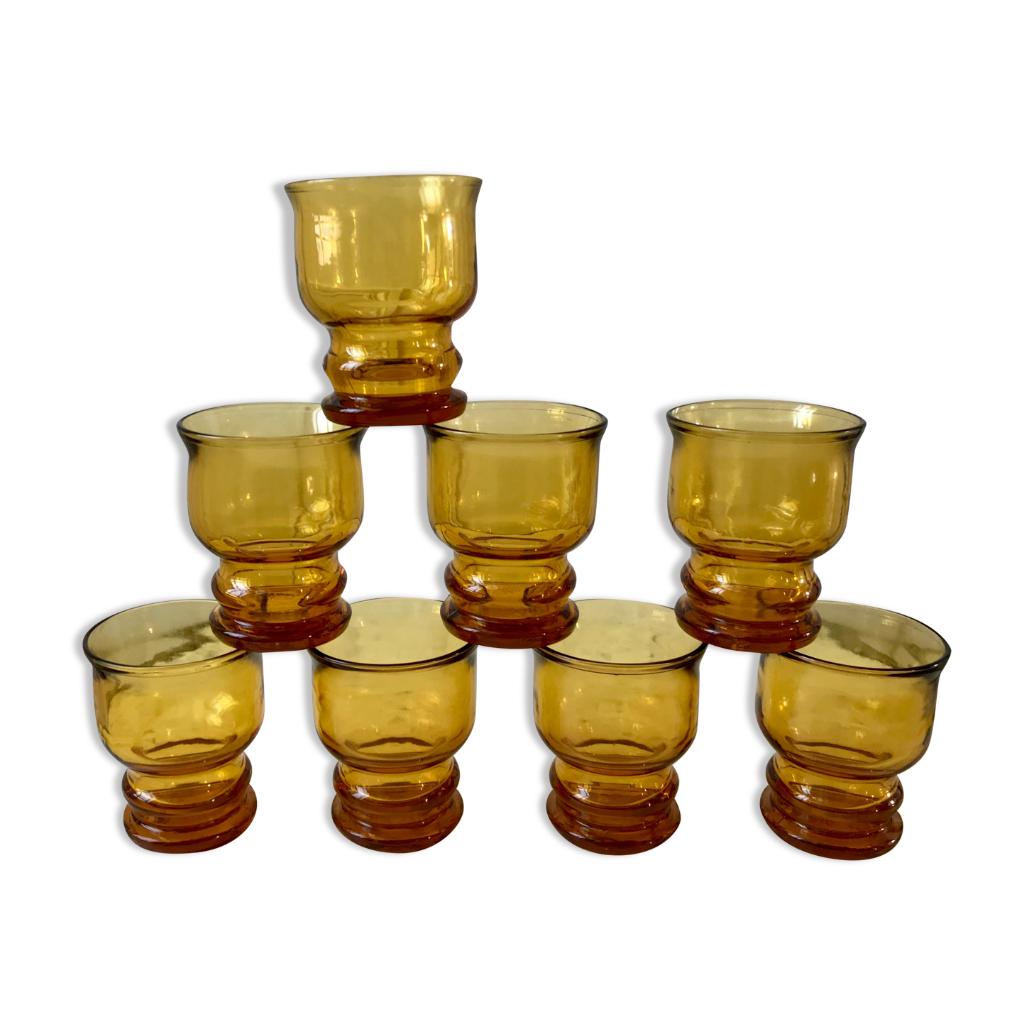 Lot de 8 verres ambrés pernod vintage années 70