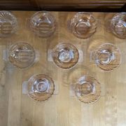 Série 9 Coupelles Bols Anciens Verre Moulé Ambré Irisé Vintage #E077
