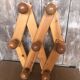 Old Extensible Wall Coat Rack x7 Vintage Wooden Ball Hooks #A704