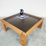 Elm coffee table and smoked glass