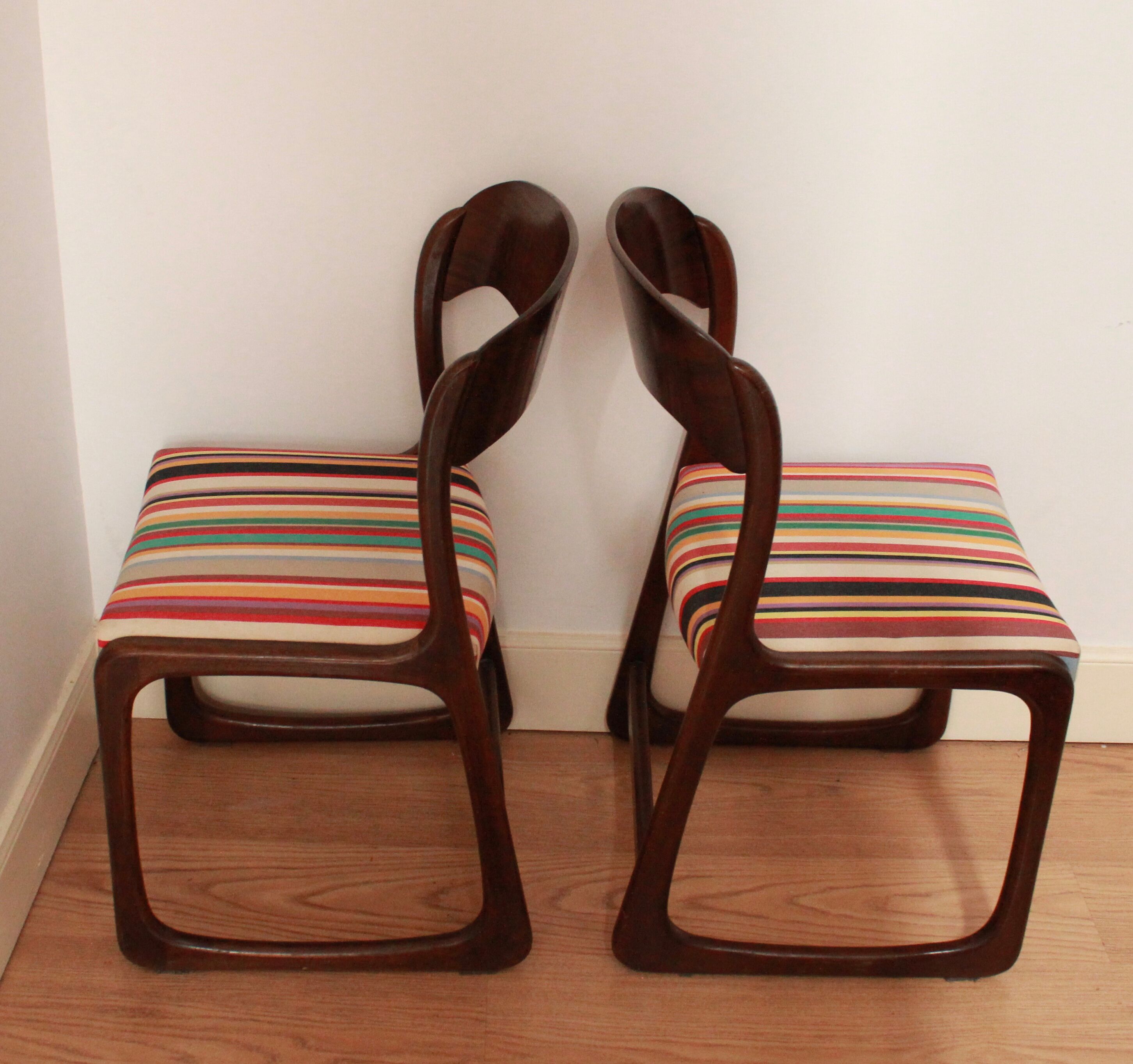 Pair of two chairs sled baumann