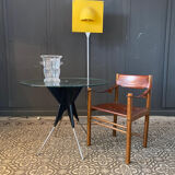"Ibisco" armchair, wooden and leather Italy 1960