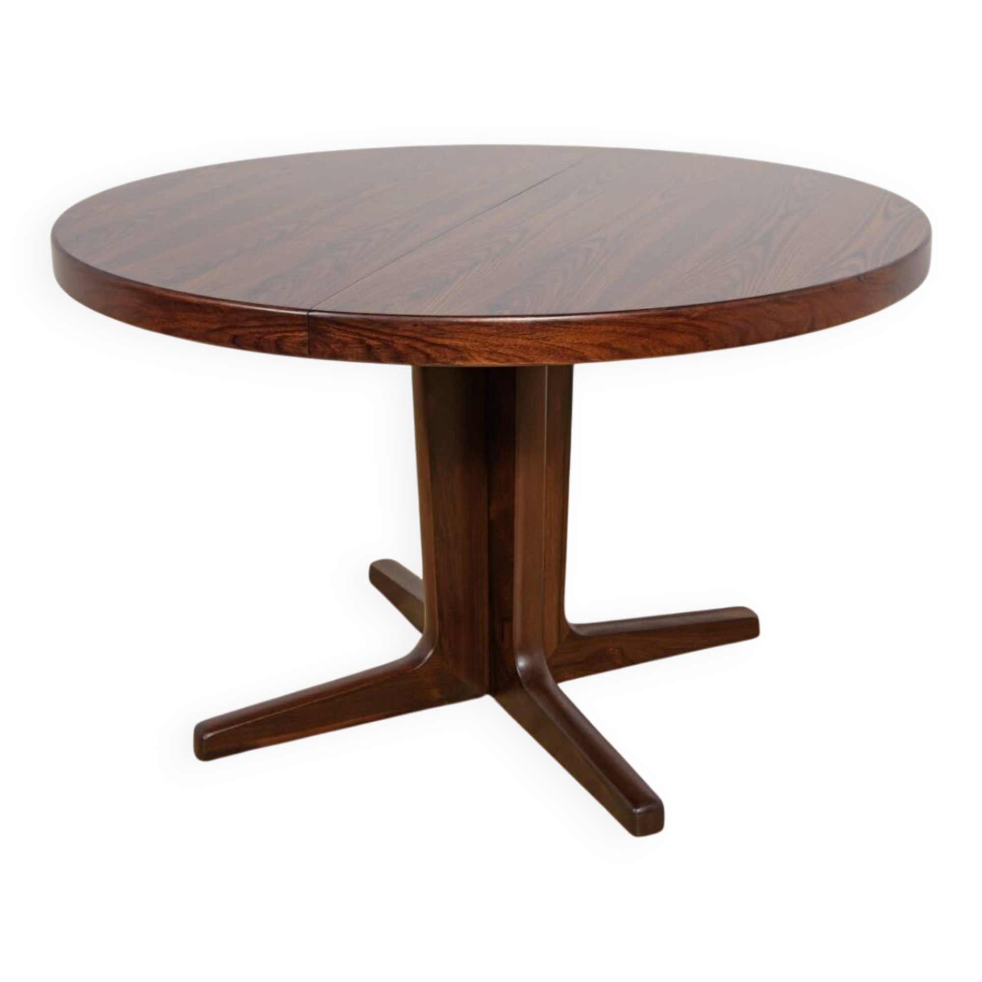 Mid-century round rosewood extendable dining table, Denmark, 1960s