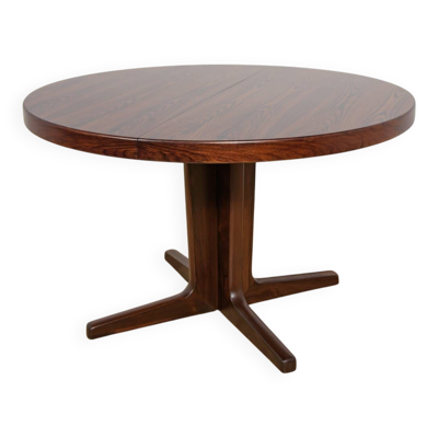 Table à manger extensible ronde en palissandre du milieu du siècle, Danemark, années 1960.
