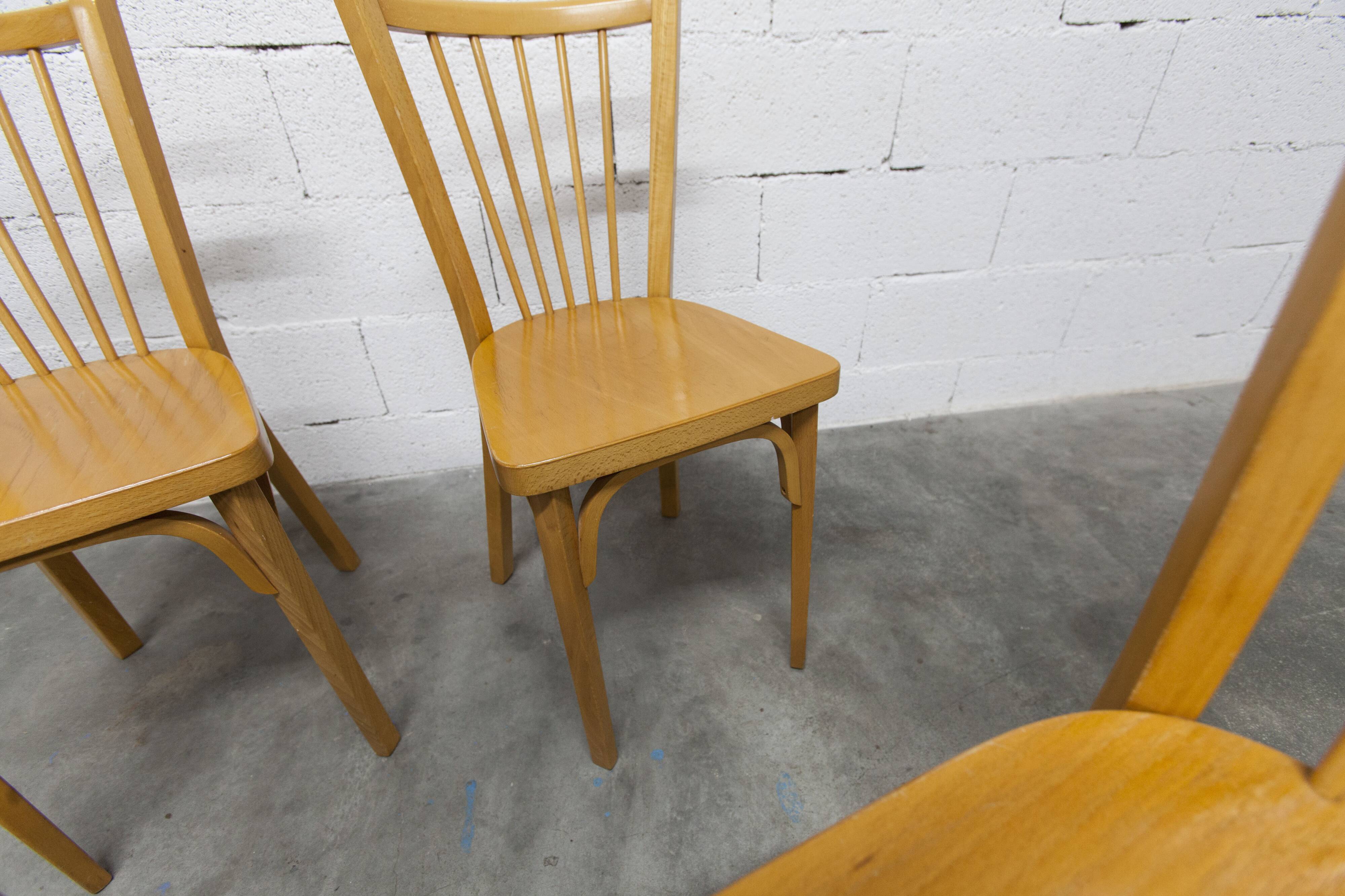 Set of 4 Baumann bistro chairs model 153 stamped 1981.
