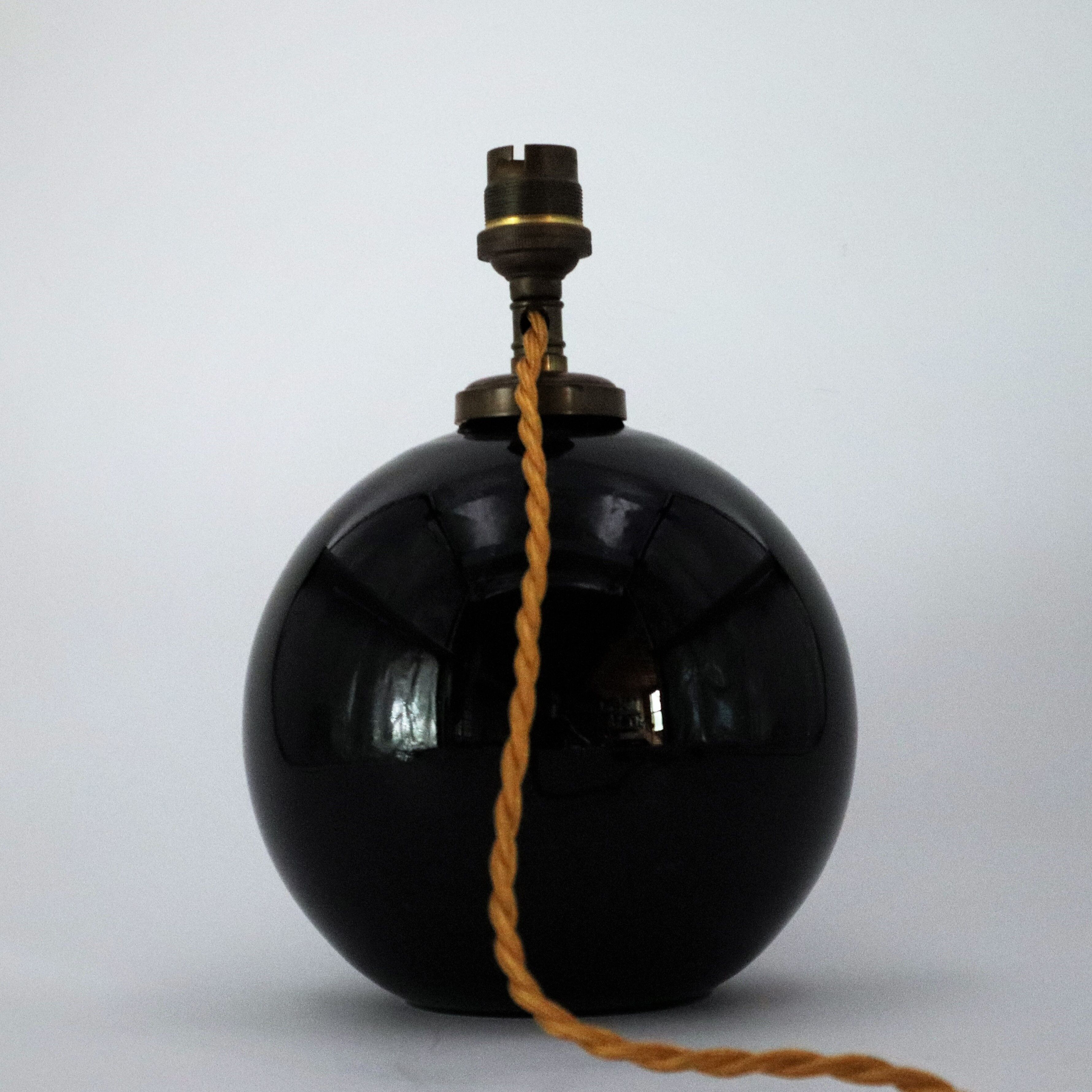 Art Deco black glass ball lamp 1930