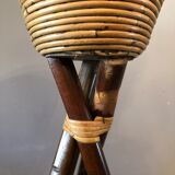 Vintage bamboo and rattan plant holder