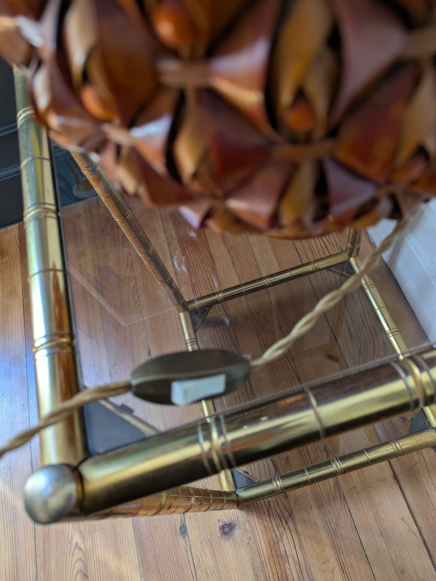 Large vintage woven lamp base in Riviera/Boho style from the 1970s.