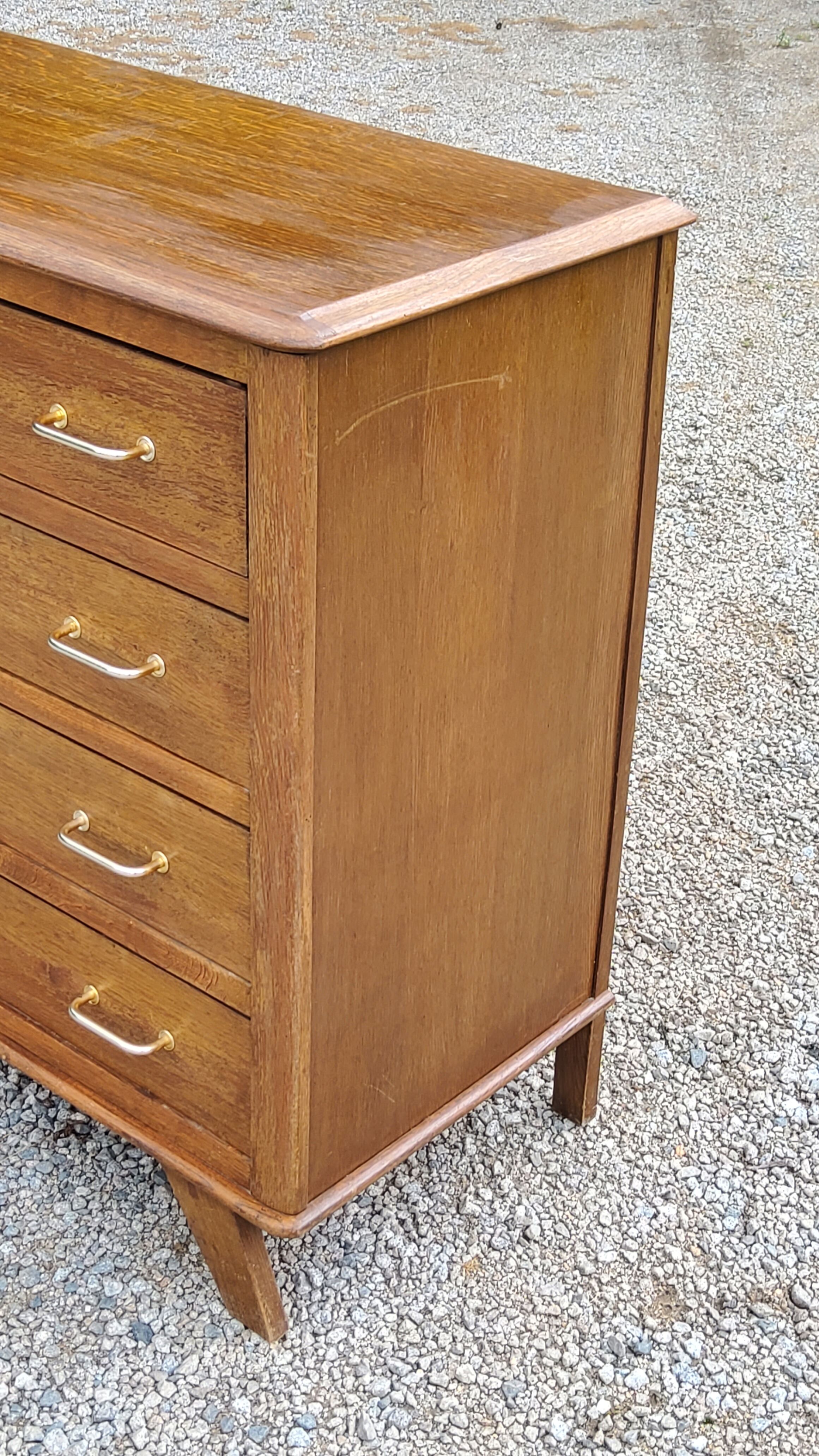 Vintage oak chest of drawers feet compass 4 drawers from the 50s