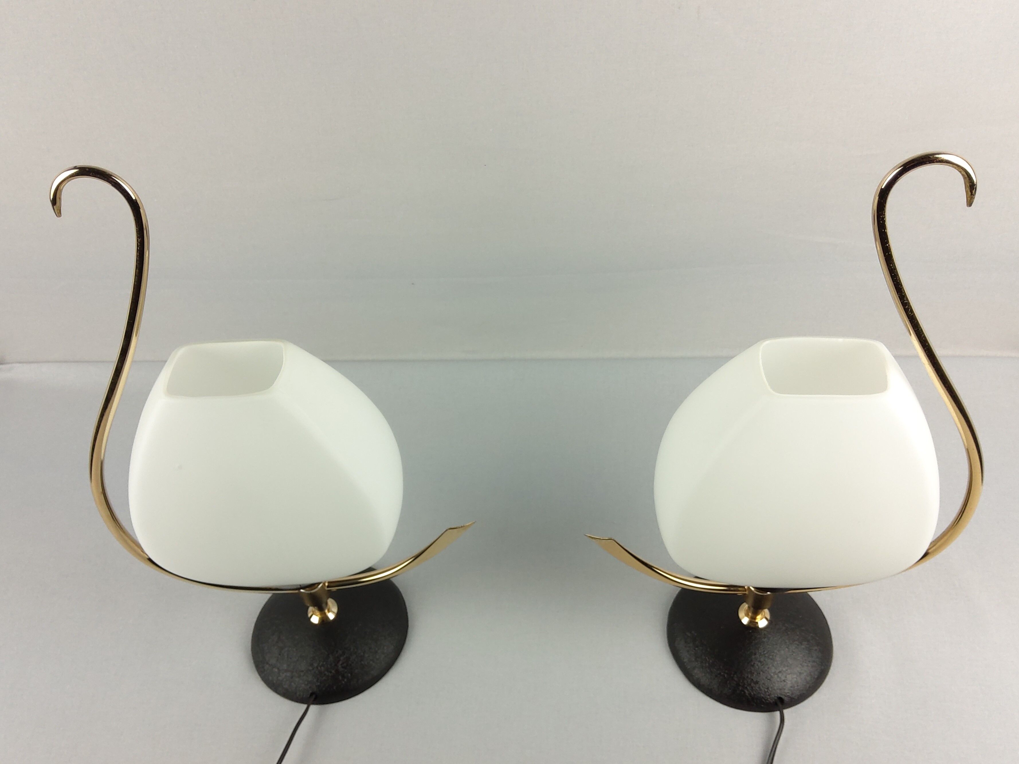 2 arlus opaline and brass lamps 1960