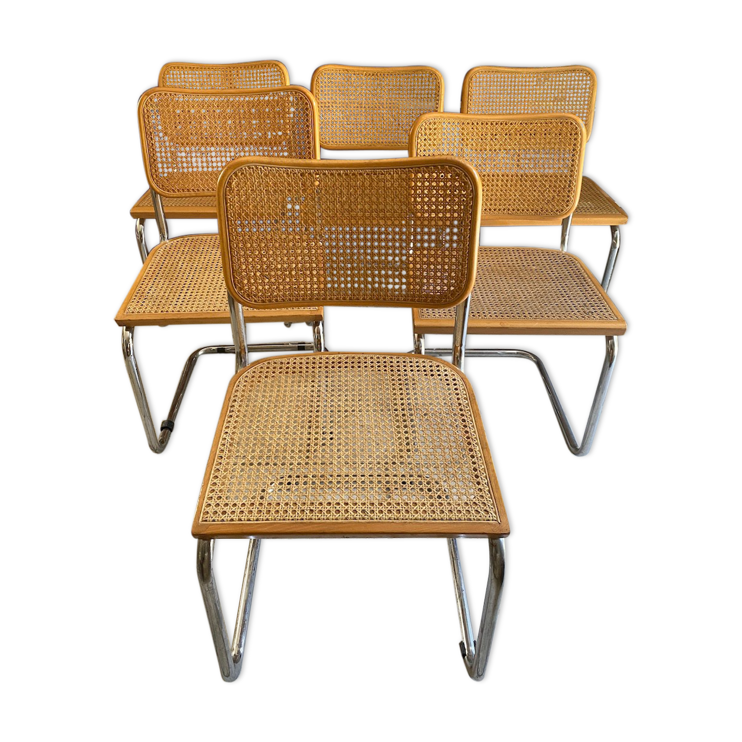 Set of 6 chairs Cesca Marcel Breuer Italian Edition 1980 in blond beech