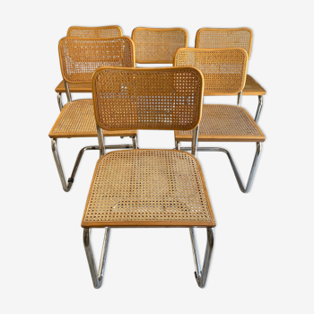 Set de 6 chaises Cesca Marcel Breuer Edition Italienne 1980 en hêtre blond