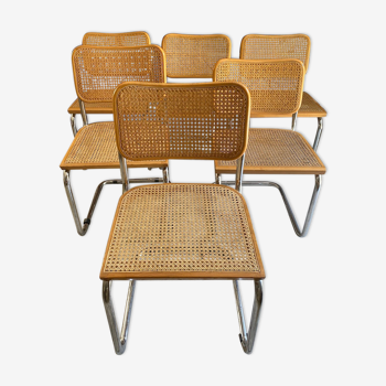 Set of 6 chairs Cesca Marcel Breuer Italian Edition 1980 in blond beech