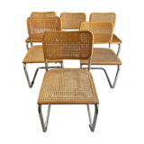 Set of 6 chairs Cesca Marcel Breuer Italian Edition 1980 in blond beech