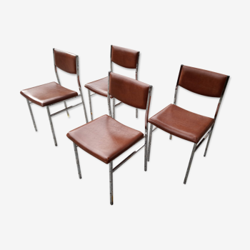 Set de 4 chaises skaï et chrome