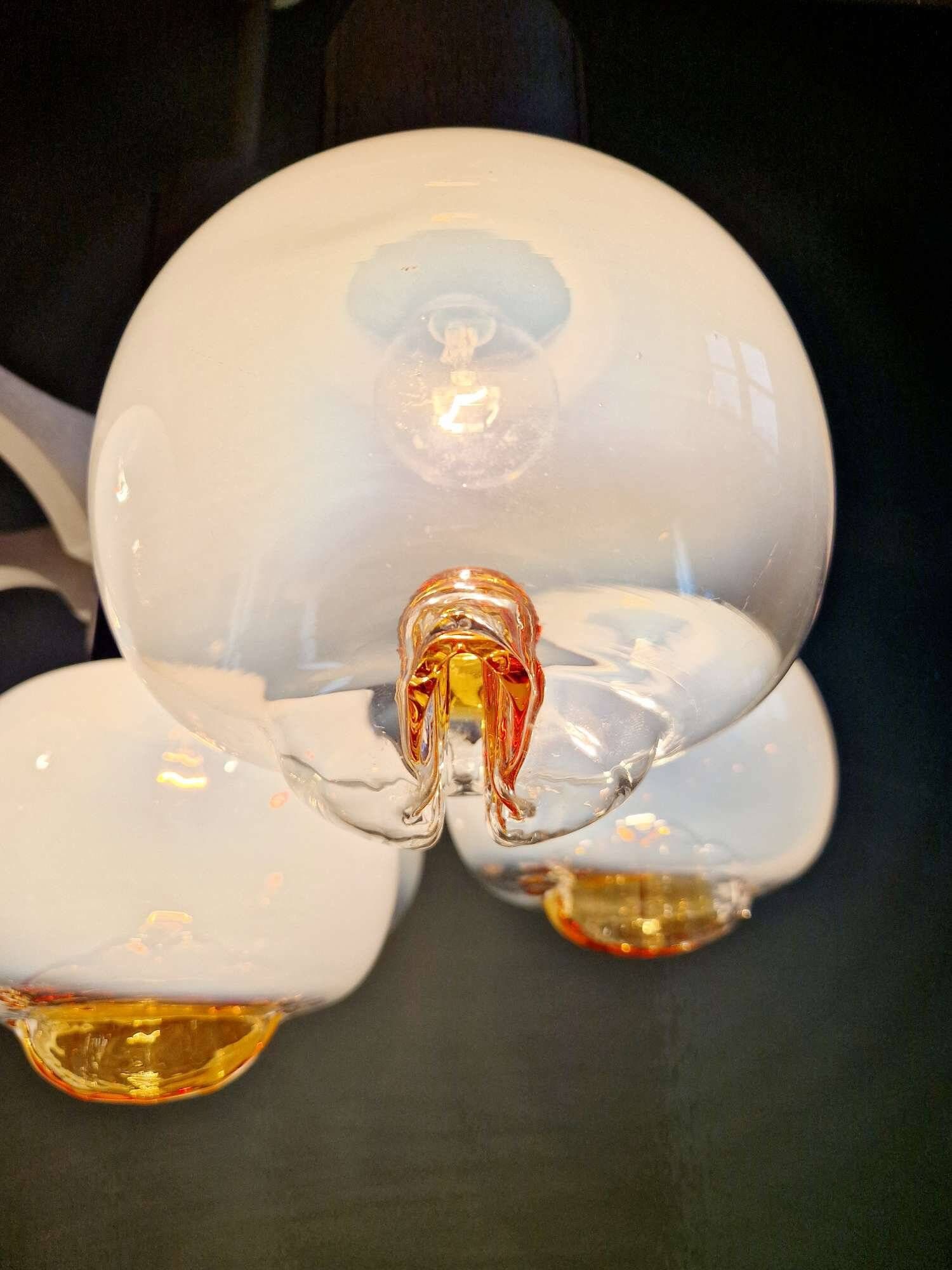 Mazzega chandelier in Murano glass and chrome-plated metal, 1970s