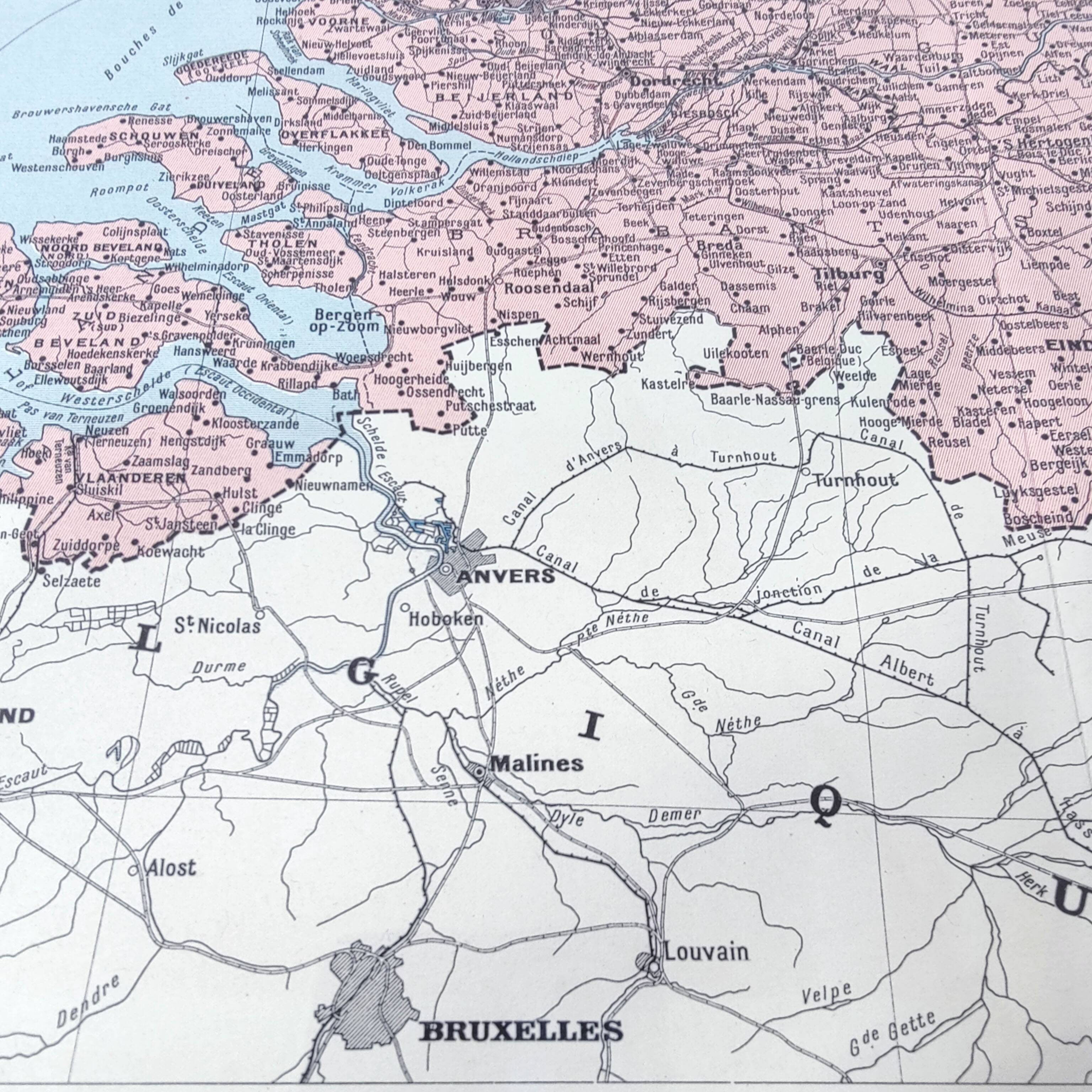 Map of the Netherlands Amsterdam Rotterdam 43x43cm from 1950