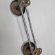 Vintage chrome metal wall coat rack, 2 hooks, 23 cm