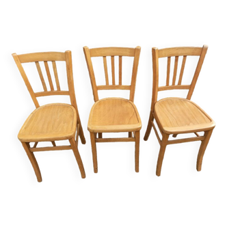 Chaise bistrot Luterma vernis Bois lot de 3