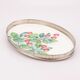 Oval Art Deco plate in earthenware and pierced metal with cherries
