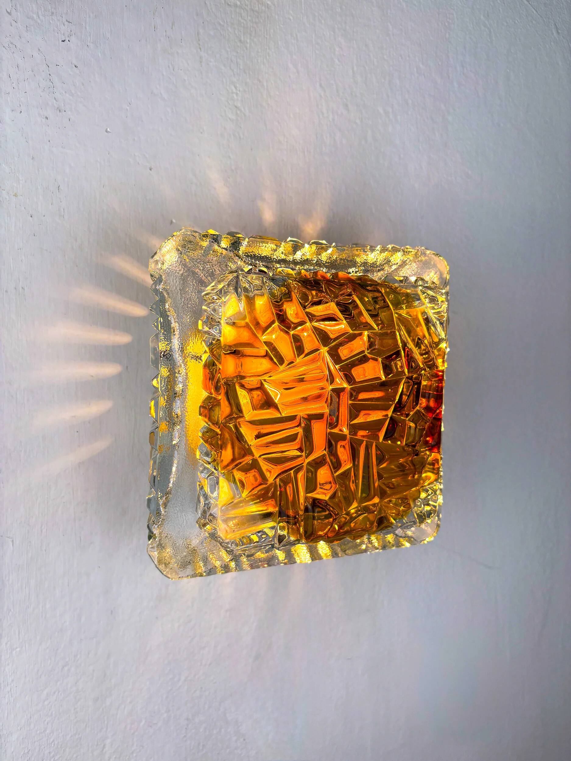 Murano Mazzega orange frosted glass sconce, Italy, 1970s