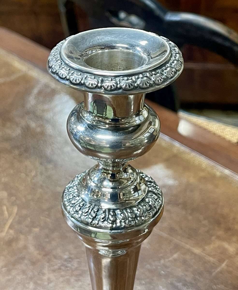 Pair of silver metal candlesticks - early 20th century