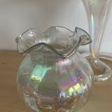 Series of 3 vintage vases in iridescent glass paste
