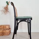 Chaises bistrot bois courbé noir, cannage et velours