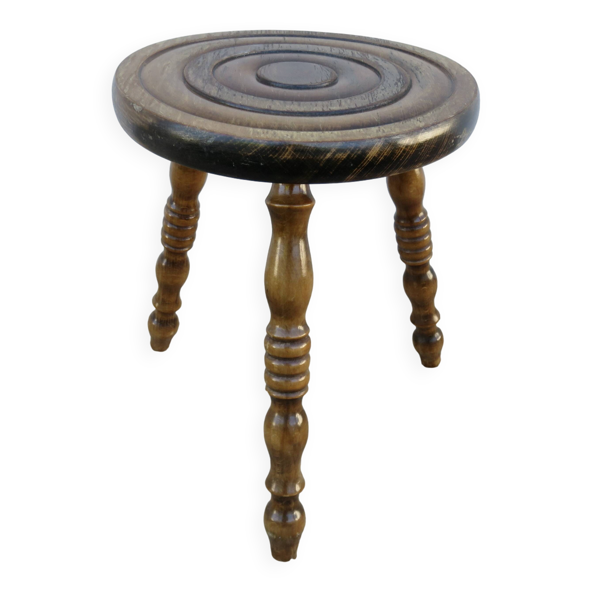 Brutalist stool in turned solid oak