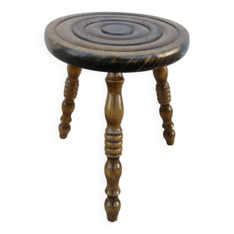 Brutalist stool in turned solid oak