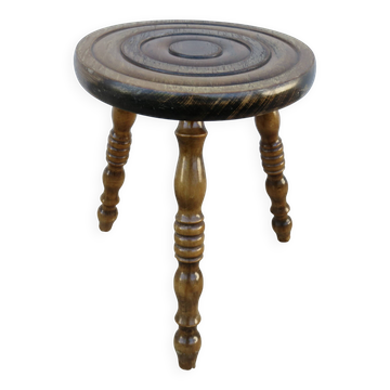 Brutalist stool in turned solid oak