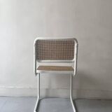 Cesca B32 vintage design chair in white metal and cane by Marcel Breuer
