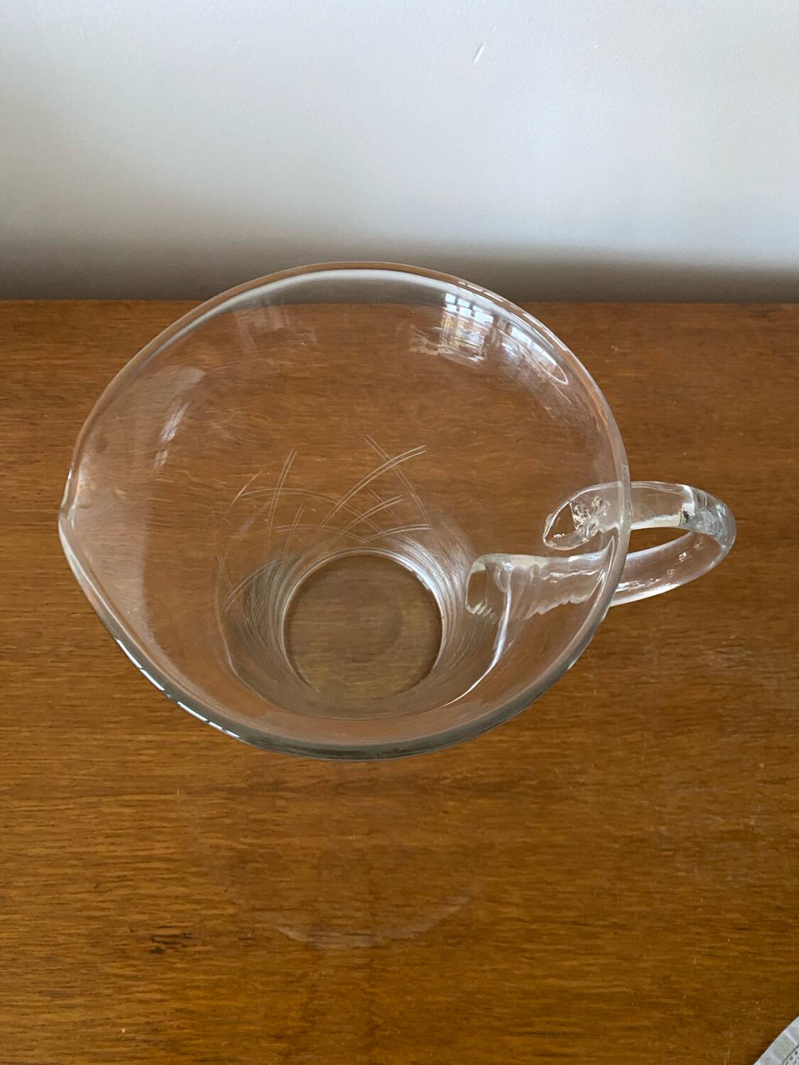 Antique Clear Blown & Engraved Glass Pitcher Vintage Service