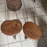 Pair of solid oak milking stools